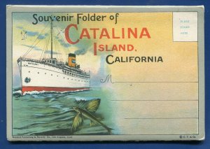 Catalina Island California Island Avalon Bay by night Postcard Folder 