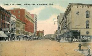 C-1910 Kalamazoo Michigan West Main Street East autos Dornbush postcard 7454