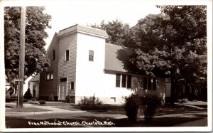 Real Photo Postcard Free Methodist Church in Charlotte, Michigan