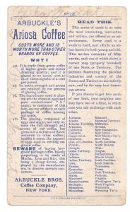 Arbuckle Coffee Trade Card 1889 Tennessee State Map #73 