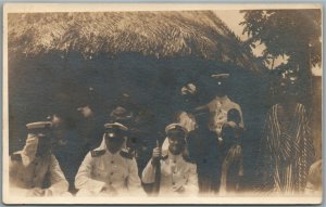 AMERICAN NAVAL OFFICERS in LIBERIA AFRICA ANTIQUE REAL PHOTO POSTCARD RPPC