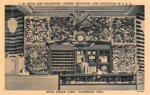 Claremore Oklahoma Hotel Mason Lobby Antique Postcard J62008