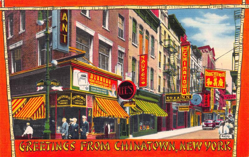 Greetings From Chinatown, New York, N.Y., Early Postcard, Unused