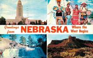 USA Greetings from Nebraska Where the west Begins Vintage Postcard 07.29