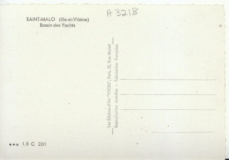 France Postcard - Saint-Malo (Ille-Et-Vilaine) - Bassin Des Yachts - Ref TZ4957