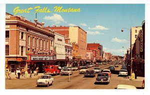 MT - Great Falls. Central Avenue Street Scene looking East ca 1961