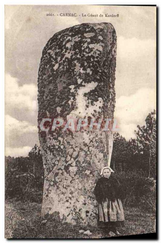 Old Postcard Dolmen Menhir Carnac The giant of Kerderff Children Folklore