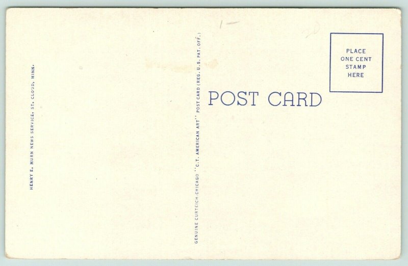 St Cloud Minnesota~State Normal School~Front Walk to Main Building~1940s Linen