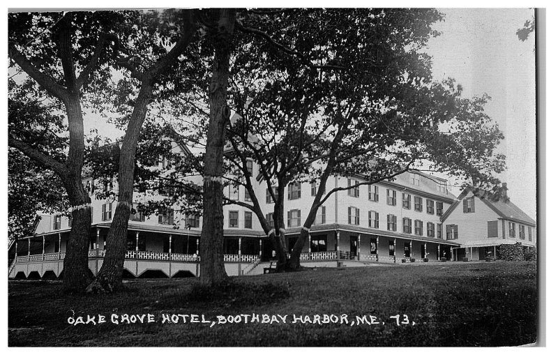 Maine RPPC Postcard No. 73 Oake Grove Hotel Boothbay Harbor, Maine