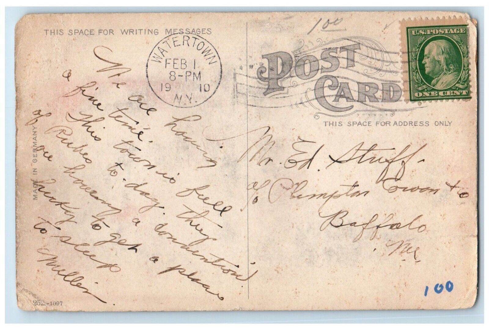 1910 Crescent Yacht Club Chaumont Bay Watertown New York NY Antique Postcard United States