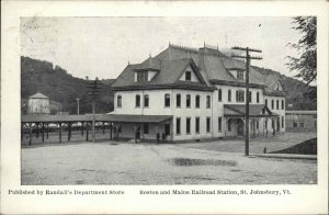 St. Johnsbury VT B&M RR Train Station Depot c1910 Postcard