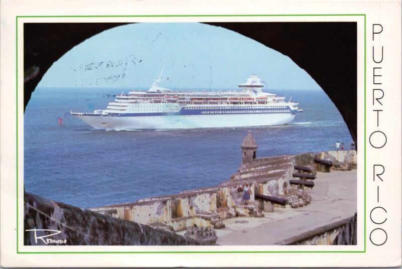El Morro Puerto Rico Cruise Ship c1991 US Navy Cancel Postcard D53 *As Is