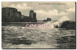 Old Postcard Island Brehat Etaude Rocks at Peacock