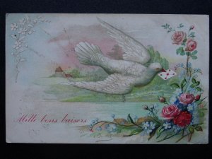 French Greetings of Love MILLE BONS BAISERS Kisses Art E. Guillot c1906 Postcard