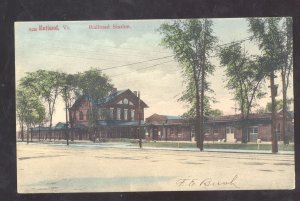 RUTLAND VERMONT RAILROAD DEPOT TRAIN STATION 1906 VINTAGE POSTCARD VT.