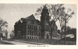 Vintage Postcard High School Building Historical Landmark Bellows Falls Vermont