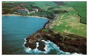 Aerial View Kauai Surf Hotel Lihue Hawaii Postcard 1972