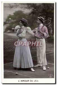 Postcard Old Woman Tennis L & # 39amour game