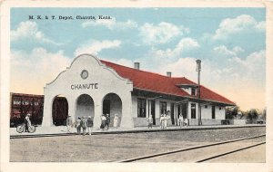 J6/ Chanute Kansas Postcard c1910 MK&T Railroad Depot Station  215