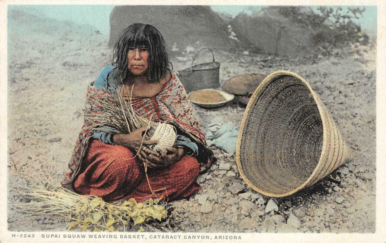 SUPAI INDIAN VILLAGE, AZ Native American Indian Weaving Basket c1920s
