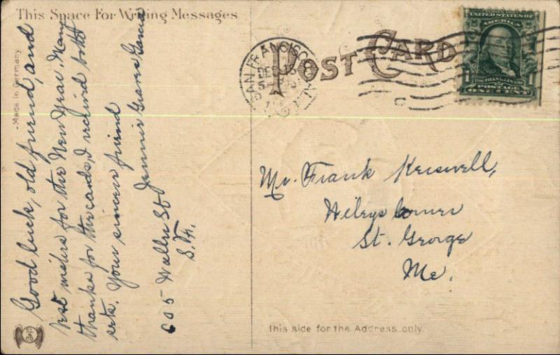 Christmas - Old World Santa Claus Heart Border c1910 Postcard