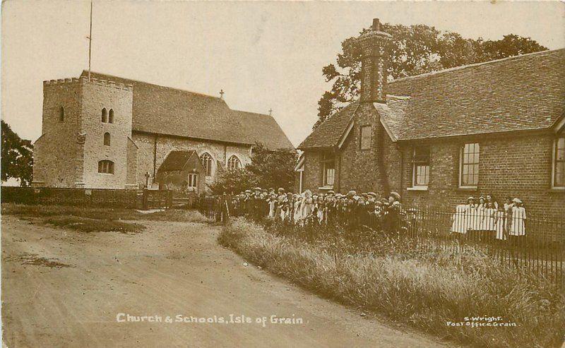 Church Schools Isle of Grain C-1910 Kent UK RPPC real photo postcard 6768