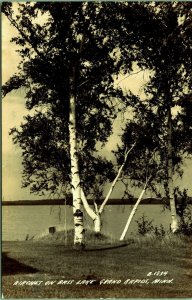 RPPC Birches on Bass Lake Grand Rapids Minnesota Real Photo Postcard