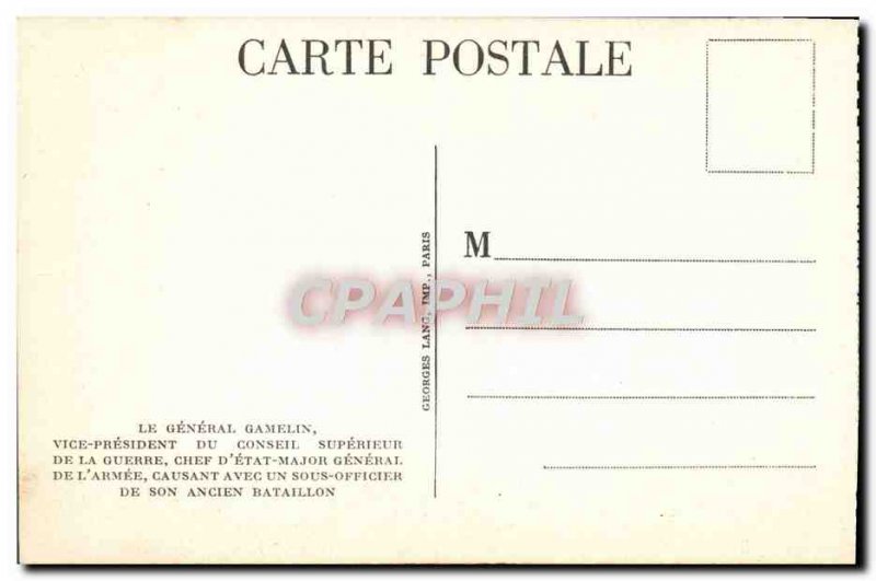 Old Postcard The General Gamelin Vice President Du Conseil Superieur De War M...