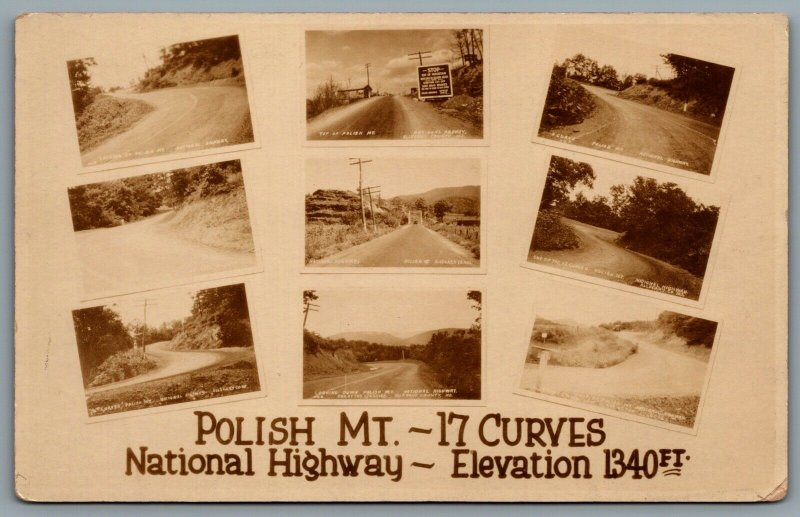 Postcard RPPC c1920s Polish Mt. MD National Highway 17 Curves Multi View