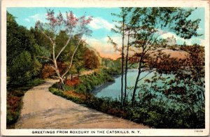 Scenic View, Greetings From Roxbury in the Catskills, NY c1930 Postcard W78