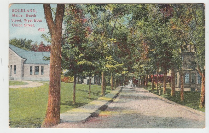 P2038 1911 postcard beach street west from union street rockland maine