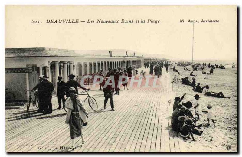 Old Postcard Deauville New Baths and the Beach