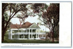 Davenport Iowa IA Postcard Outing Club Exterior Building c1905 Vintage Antique