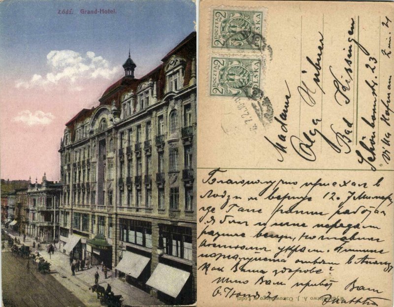 poland, ŁÓDŹ LODZ, Grand Hotel (1921) Postcard