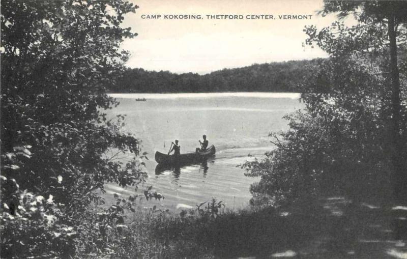 Thetford Center Vermont Camp Kokosing Canoeing Vintage Postcard JB627293