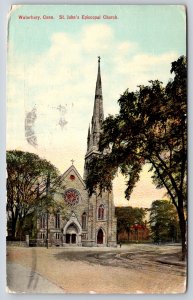 Waterbury Connecticut~St Johns Episcopal Church~Vintage Postcard