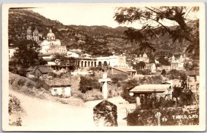 Taxco Mexico Real Photo RPPC Antique Buildings Mountain Postcard