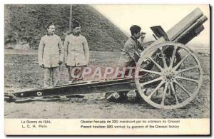 Old Postcard Army Howitzer 220 artillery maneuver by Creusot