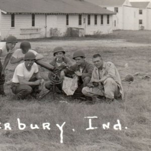 38th Division WWII Machine Gun Army Soldier Camp Atterbury Real Photo Postcard