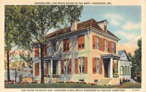 VINCENNES, IN Indiana GROUSELAND General~Governor Harrison Home c1940's Postcard