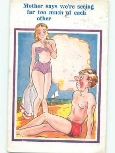 Pre-1980 Risque Comic SEXY BIKINI GIRL AT THE BEACH AB7091