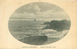 Postcard Orr's Island, Maine Looking Seaward, Ship, Postmarked 1915