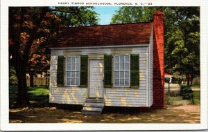 Linen Postcard Henry Timrod Schoolhouse in Florence, South Carolina~139188