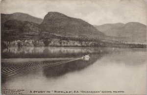 SS 'Okanagan' Steamer going North A Study in Ripples Kelowna Duplex Postcard H60