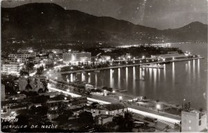 Acapulco Mexico de Noche Night View Unused RPPC Postcard H48