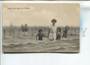 482558 Italy Greeting from Rimini children beach seaside bathing suits postcard