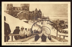 h2013 - QUEBEC CITY Postcard 1910s Dufferin Terrace Tobogganing Winter Sport