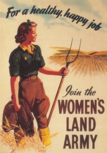 Womens Land Army Join The WW2 Recruitment Poster Advertising Postcard