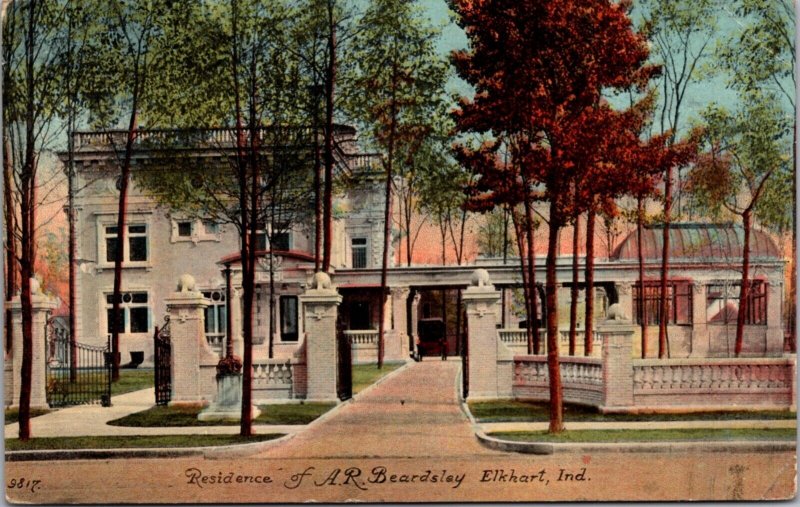 Postcard Residence of A.R. Beardsley in Elkhart, Indiana