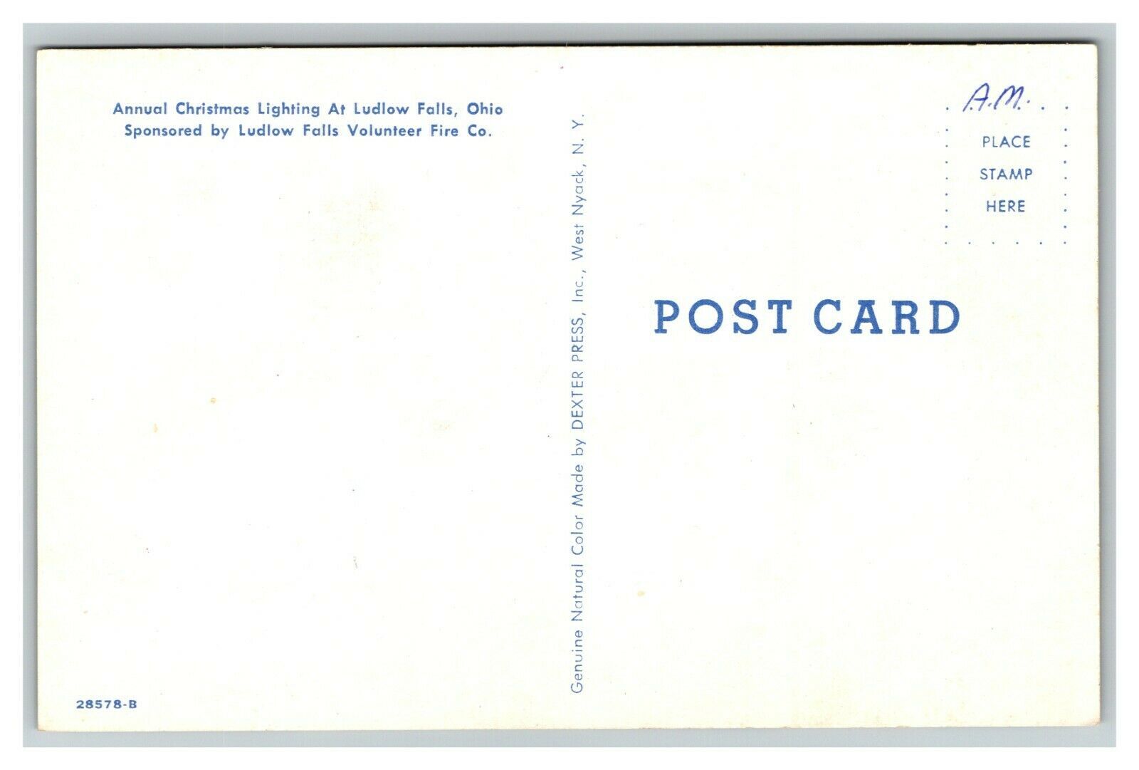 Vintage 1960's Postcard Annual Christmas Lighting Frozen Ludlow Falls